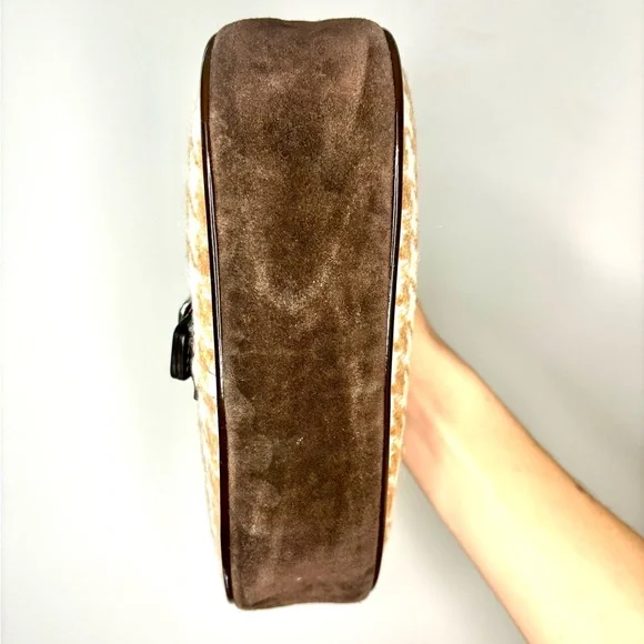 Vintage Y2K Coach Wool Houndstooth Demi Buckle Handbag Purse - Picture 6 of 11